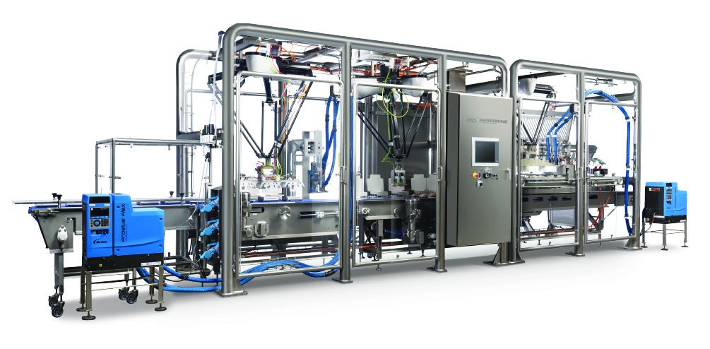 JLS Peregrine IS integrated monoblock cartoning system — robotic forming, loading, and closing